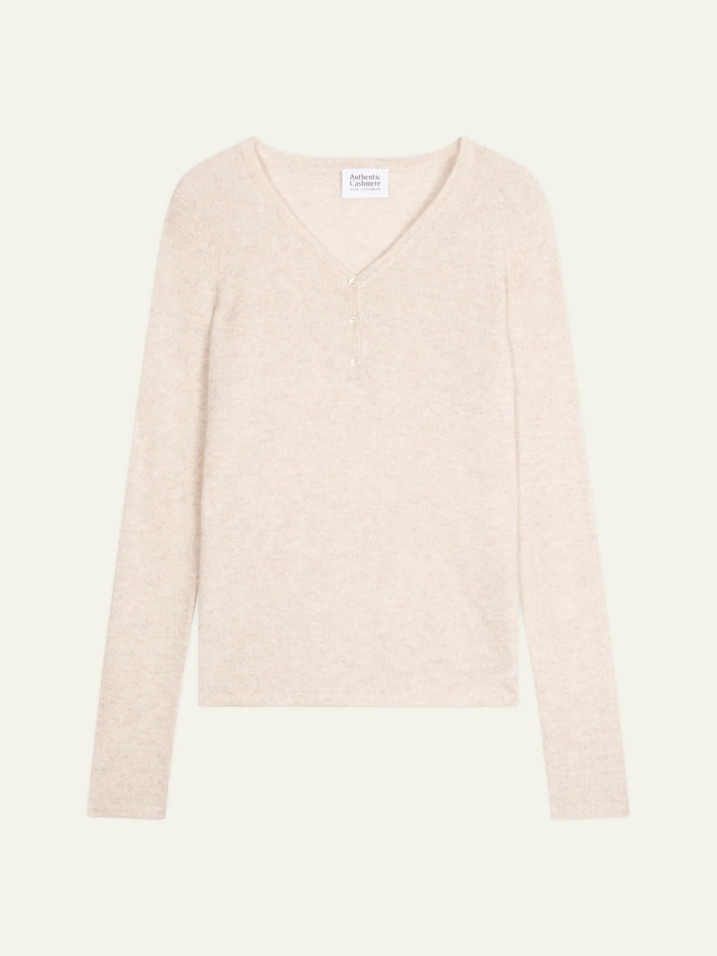 GABLE Pullover V-Ausschnitt geknöpft Beige meliert