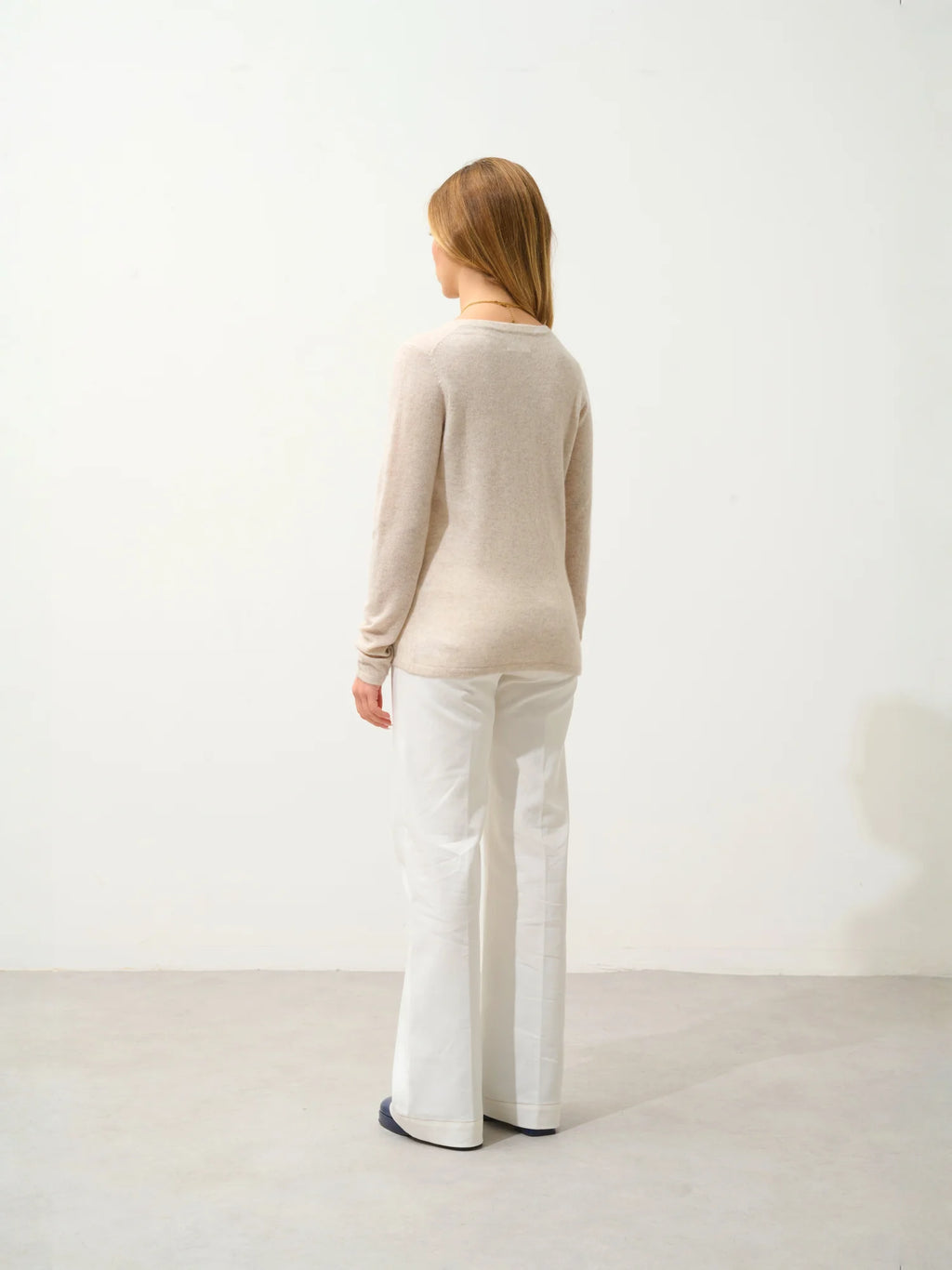 GABLE Pullover V-Ausschnitt geknöpft Beige meliert