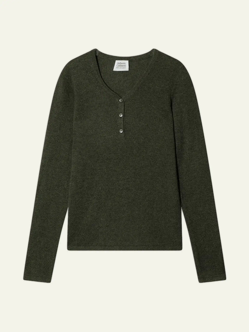 GABLE Pullover V-Ausschnitt geknöpft Khaki meliert