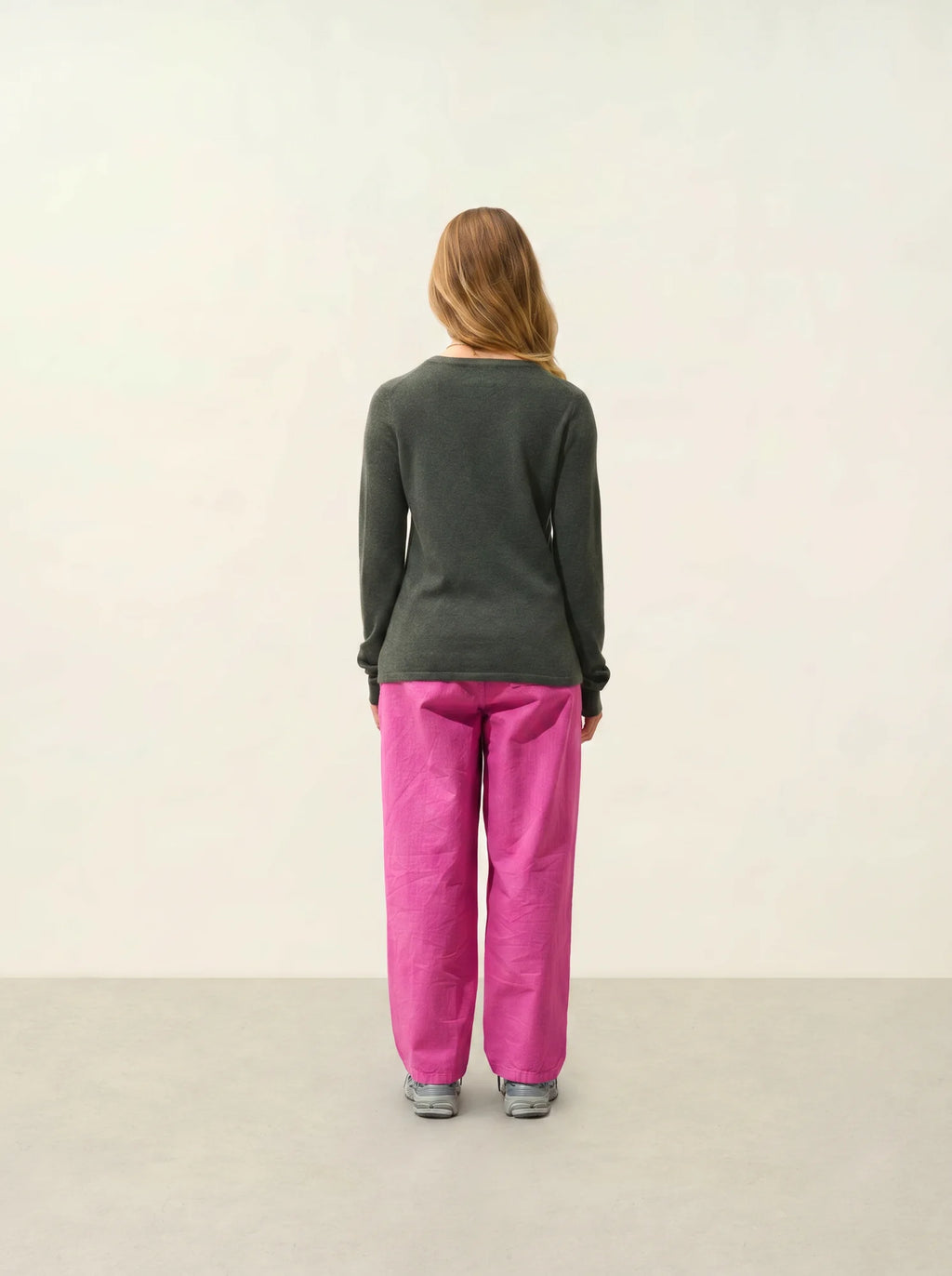 GABLE Pullover V-Ausschnitt geknöpft Khaki meliert