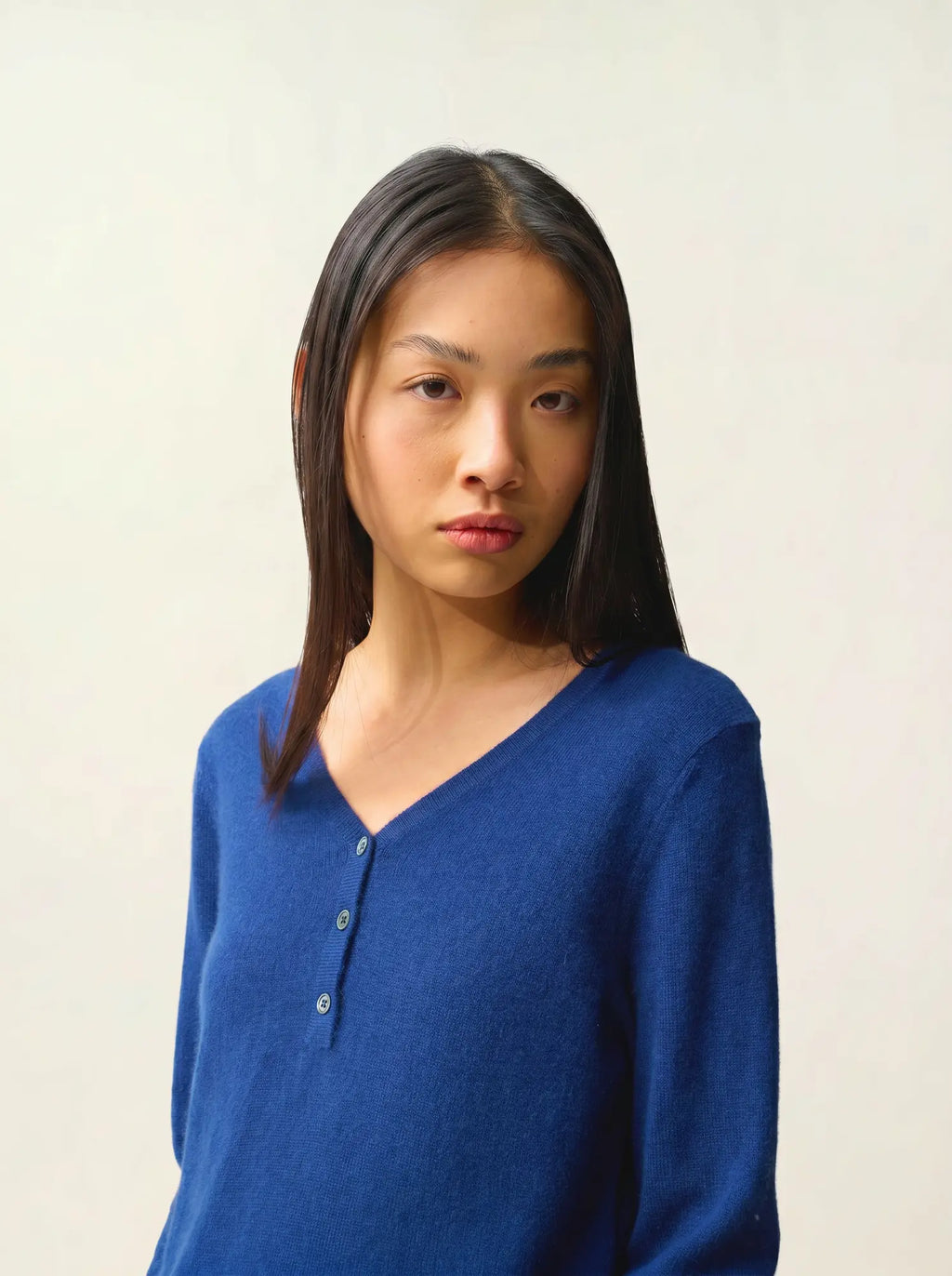 GABLE Pullover V-Ausschnitt geknöpft Mitternachtsblau