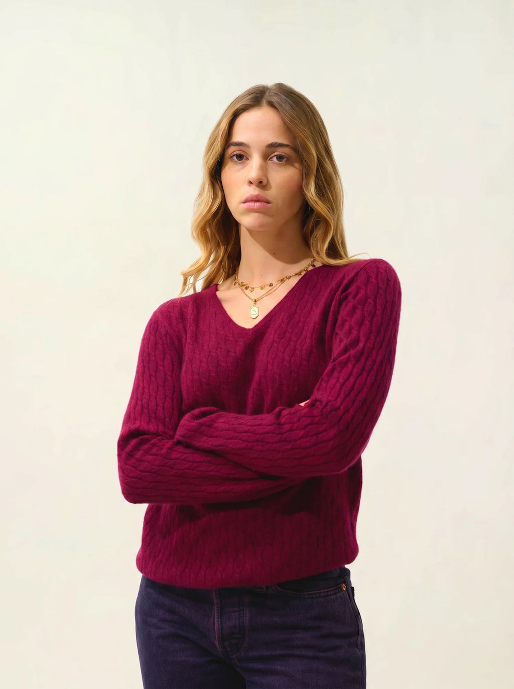 GRASMOOR pullover v-ausschnitt bordeaux