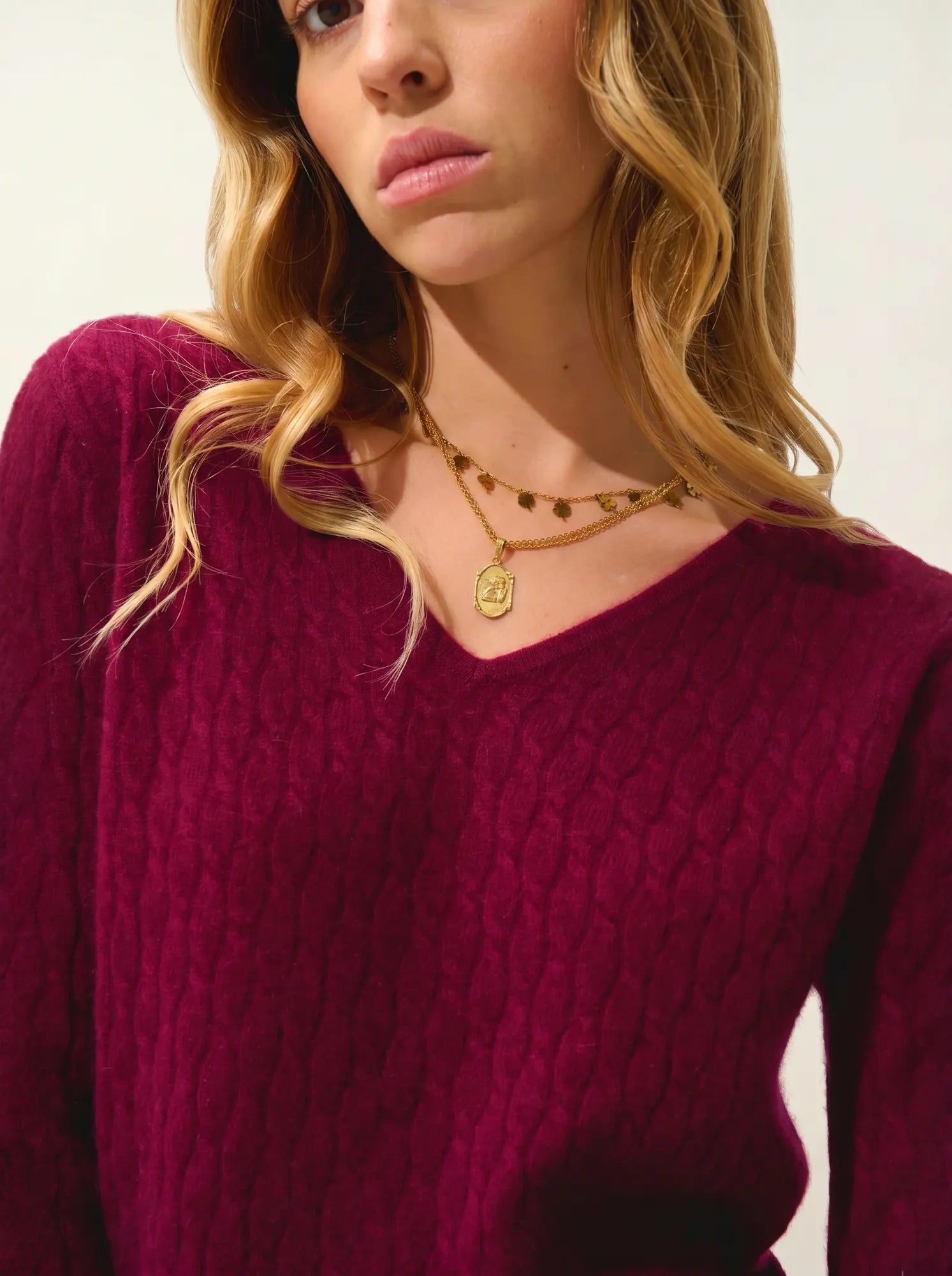GRASMOOR pullover v-ausschnitt bordeaux