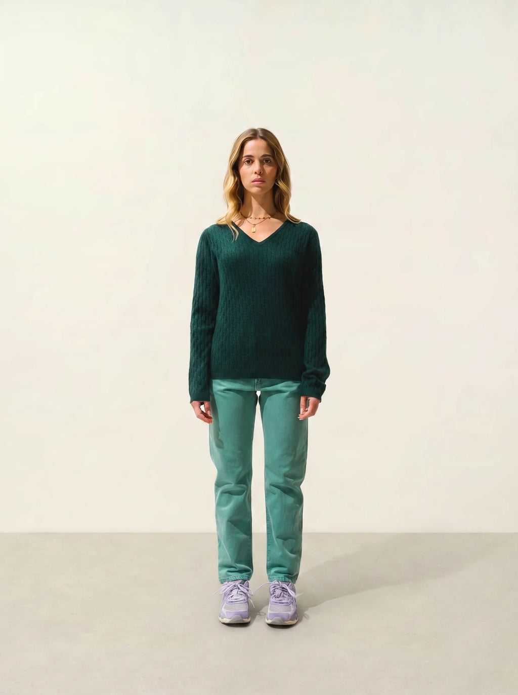 GRASMOOR pullover v-ausschnitt zypresse