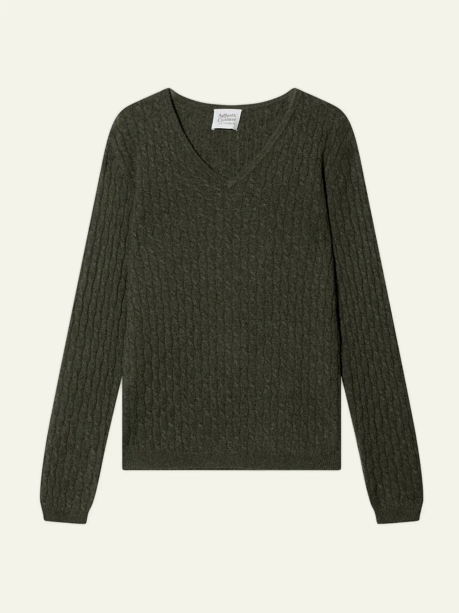 GRASMOOR pullover v-ausschnitt khaki meliert