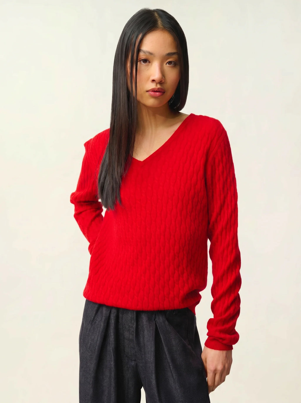 GRASMOOR pullover v-ausschnitt rot