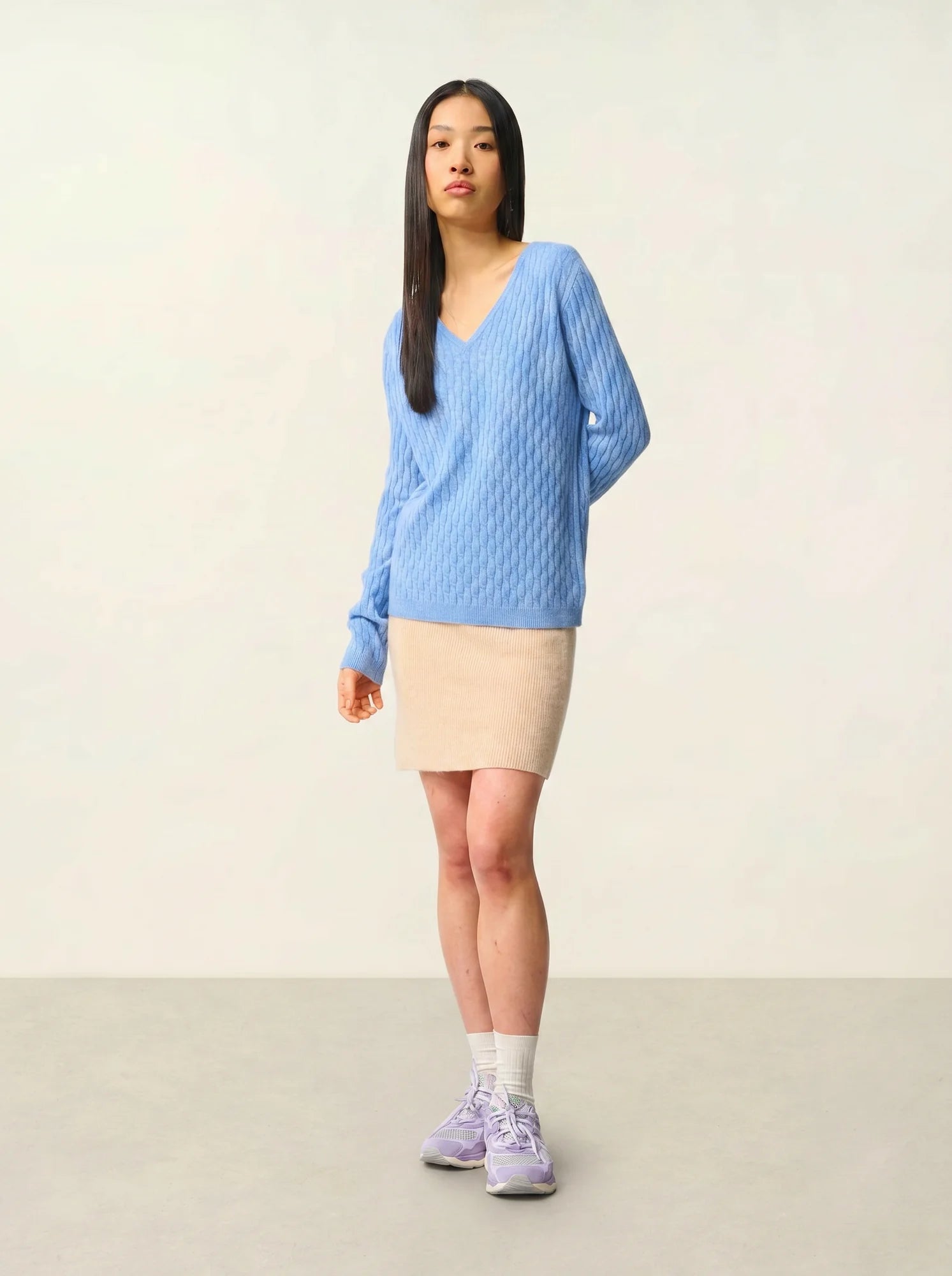 GRASMOOR pullover v-ausschnitt himmelblau