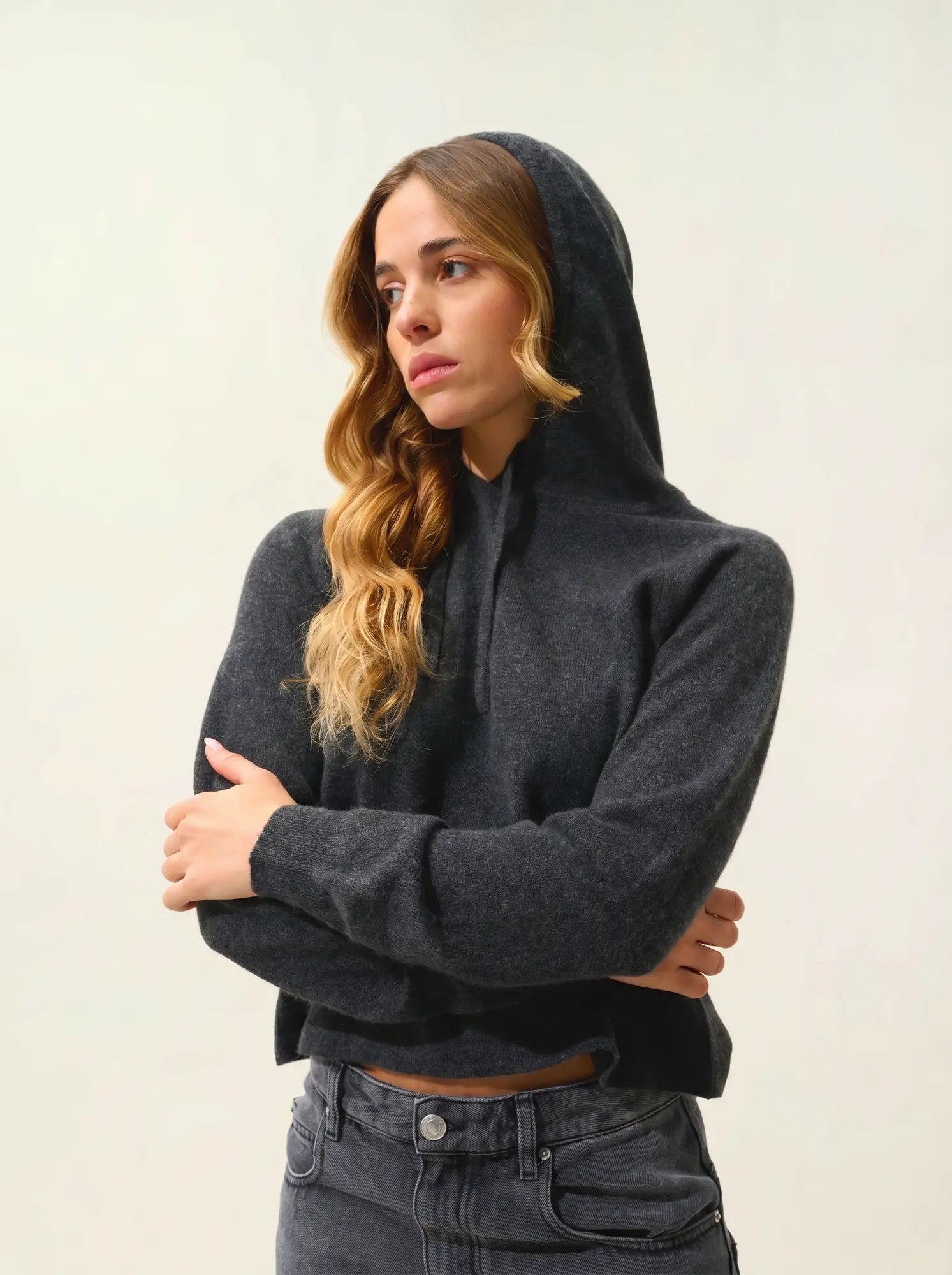 YARLSIDE pull capuche carbone chiné
