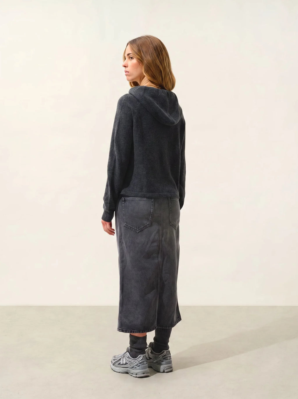 YARLSIDE pull capuche carbone chiné
