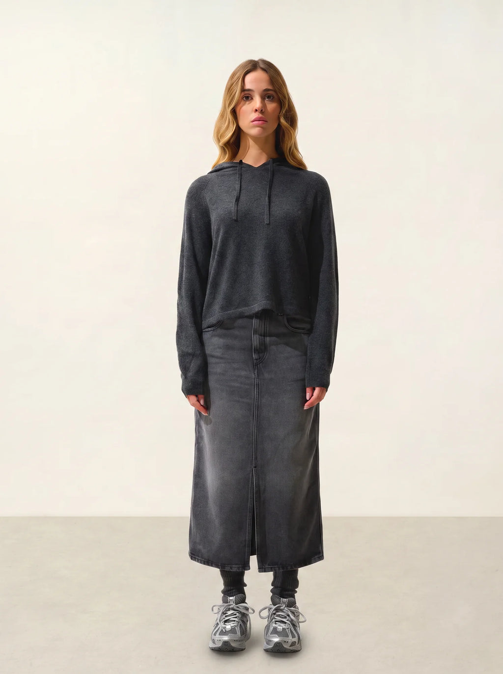 YARLSIDE pull capuche carbone chiné