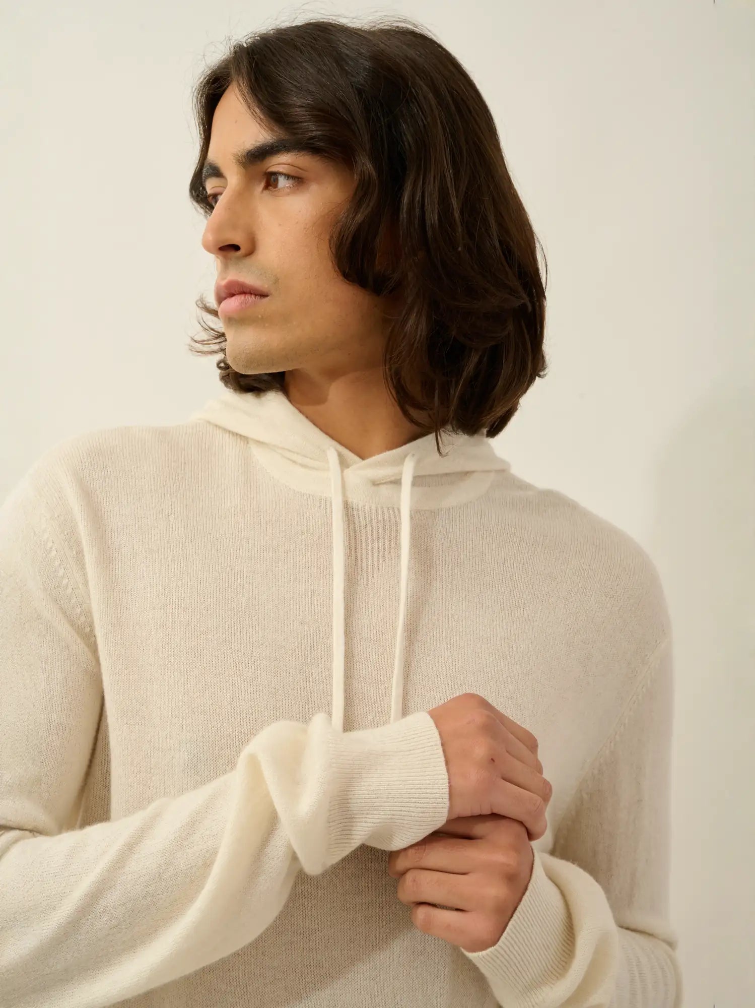 CASPER pull capuche poche kangourou ivoire