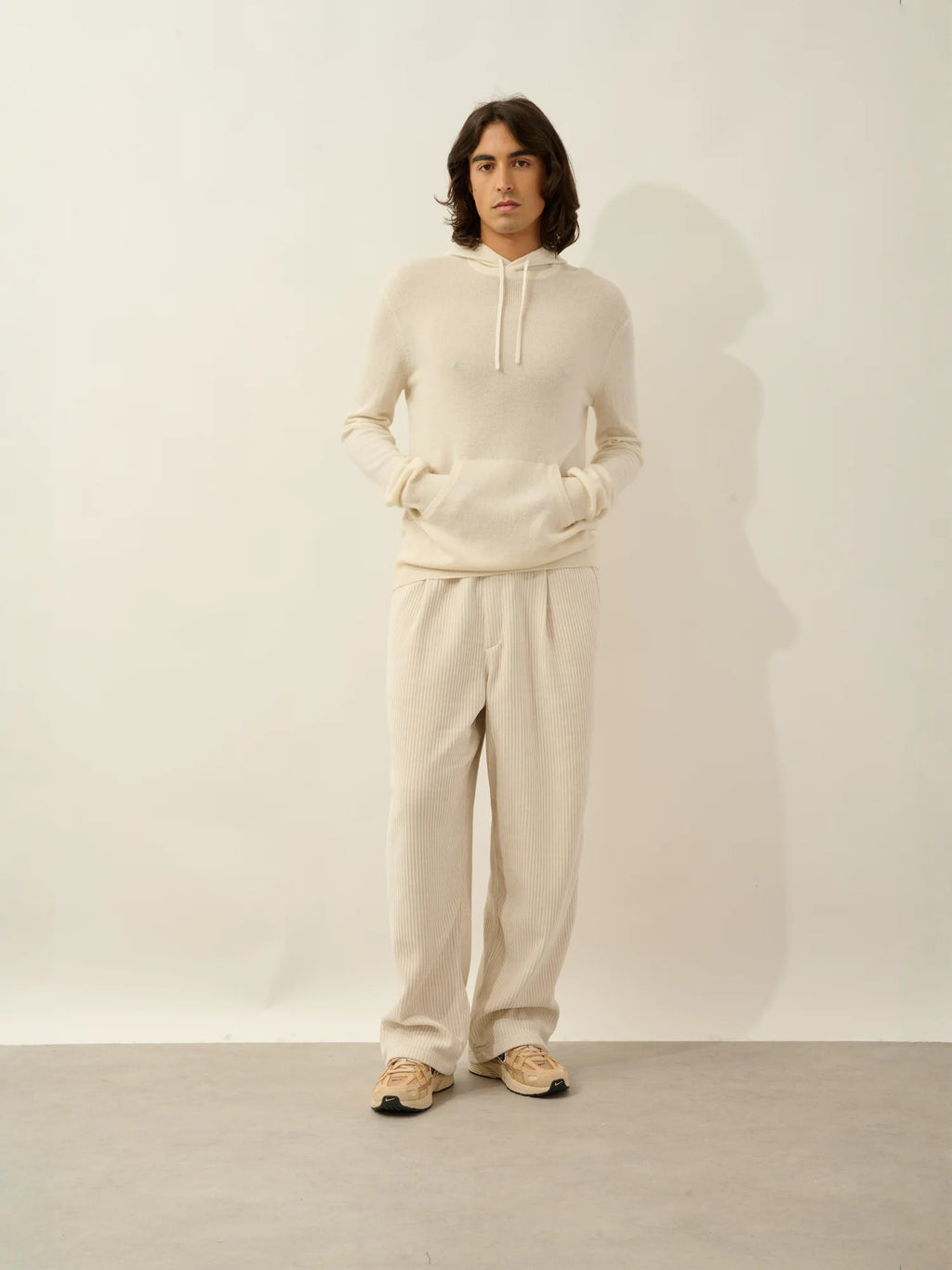 CASPER pull capuche poche kangourou ivoire