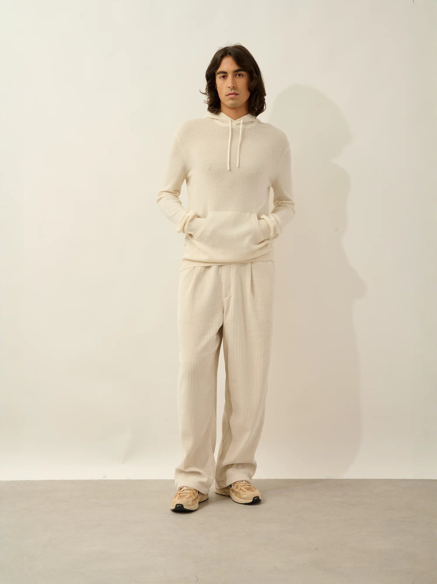 CASPER pull capuche poche kangourou ivoire