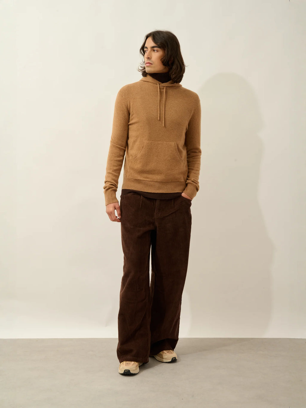 CASPER pull capuche poche kangourou noisette