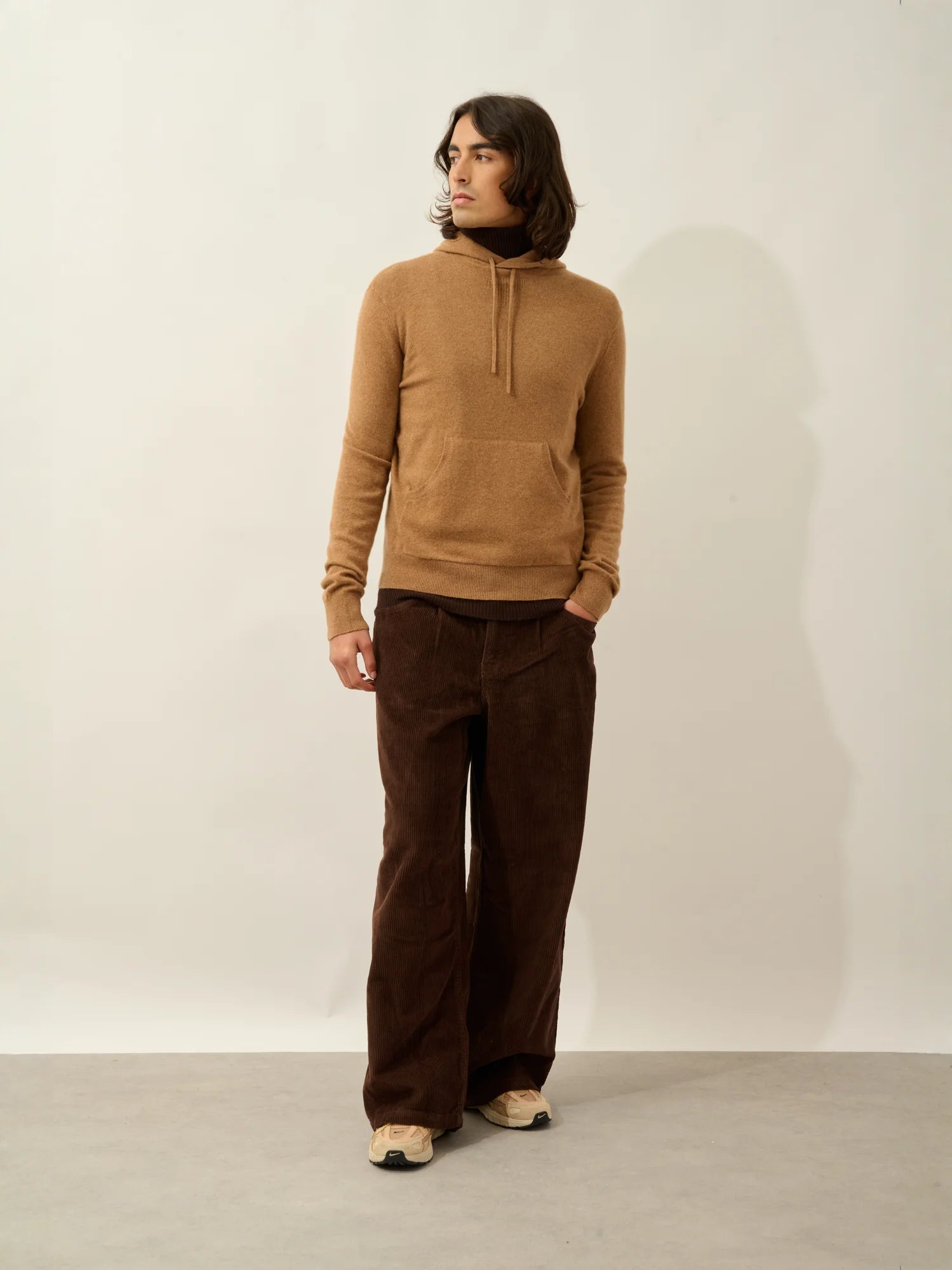 CASPER pull capuche poche kangourou noisette