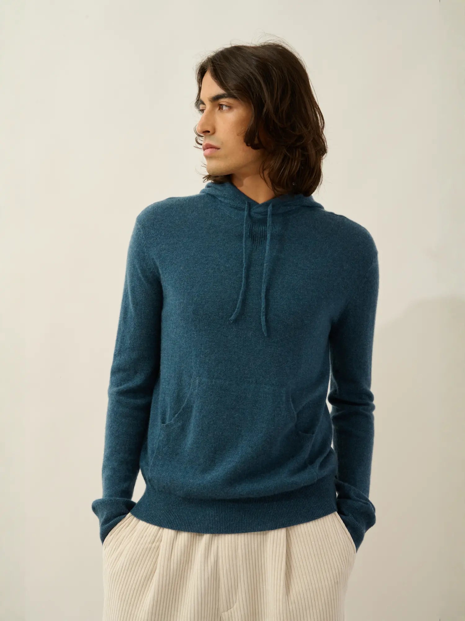 CASPER pull capuche poche kangourou vert canard chiné