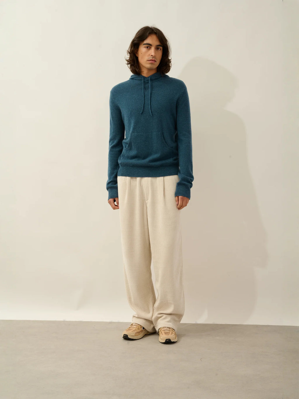 CASPER pull capuche poche kangourou vert canard chiné