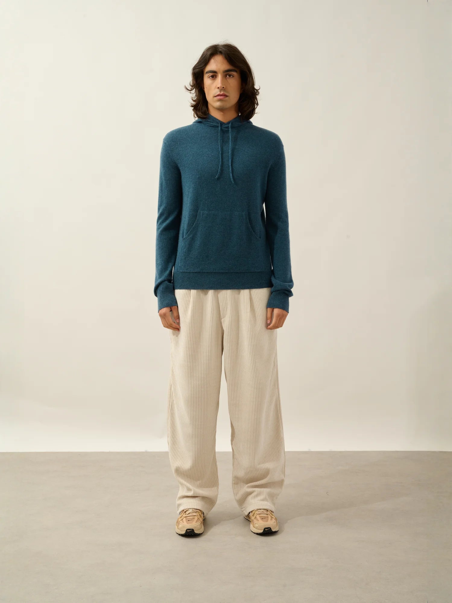 CASPER pull capuche poche kangourou vert canard chiné