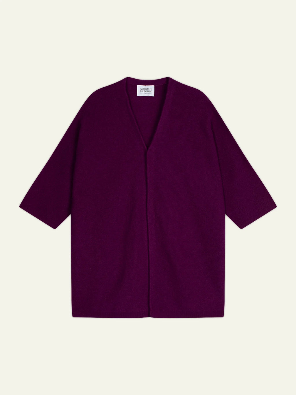 MENDIP gilet ouvert col V manches 3_4 prune