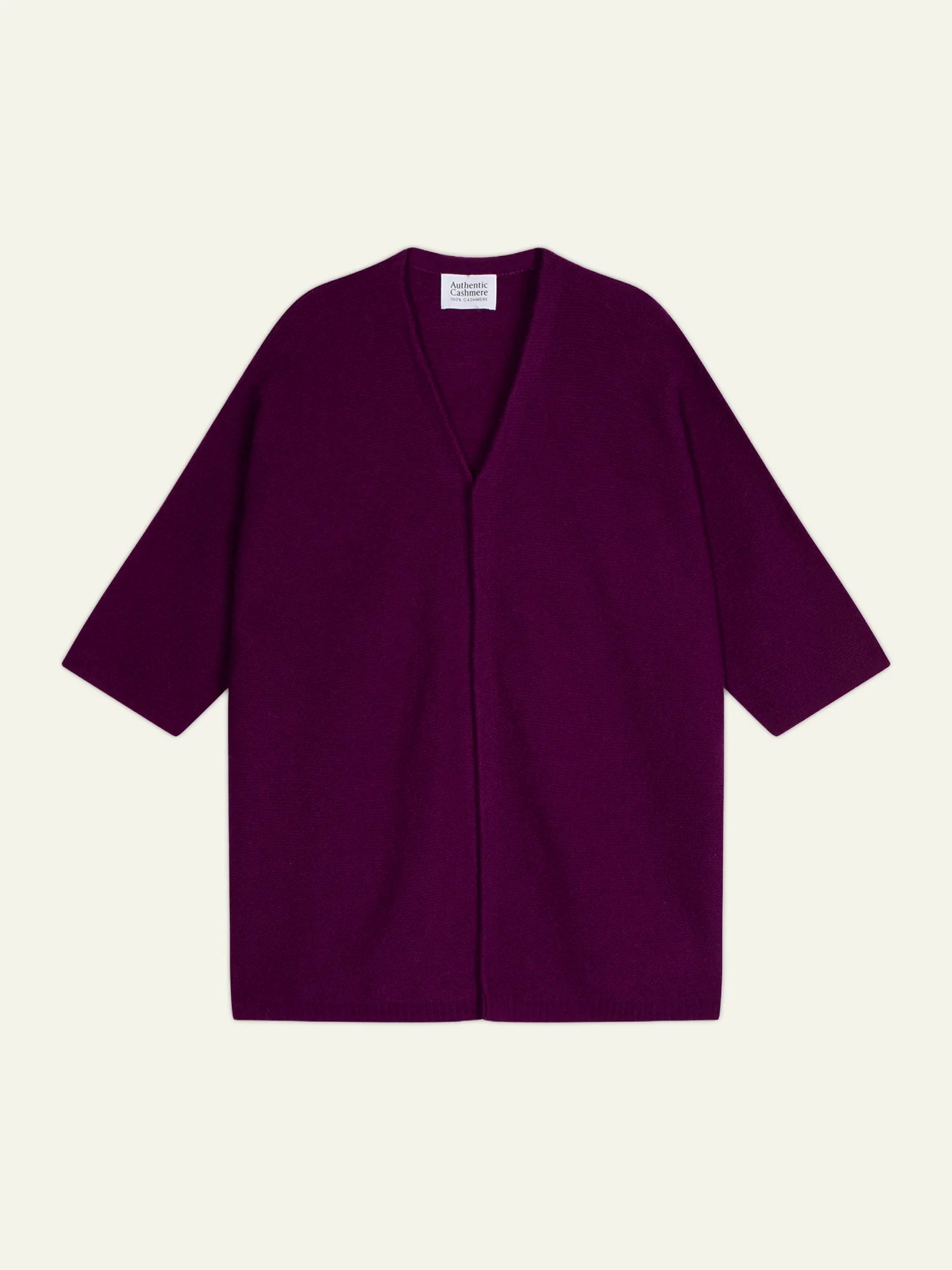 MENDIP gilet ouvert col V manches 3_4 prune