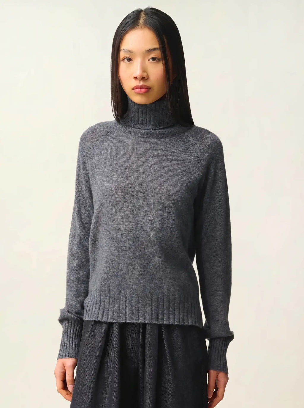CASSY pull col roulé anthracite chiné