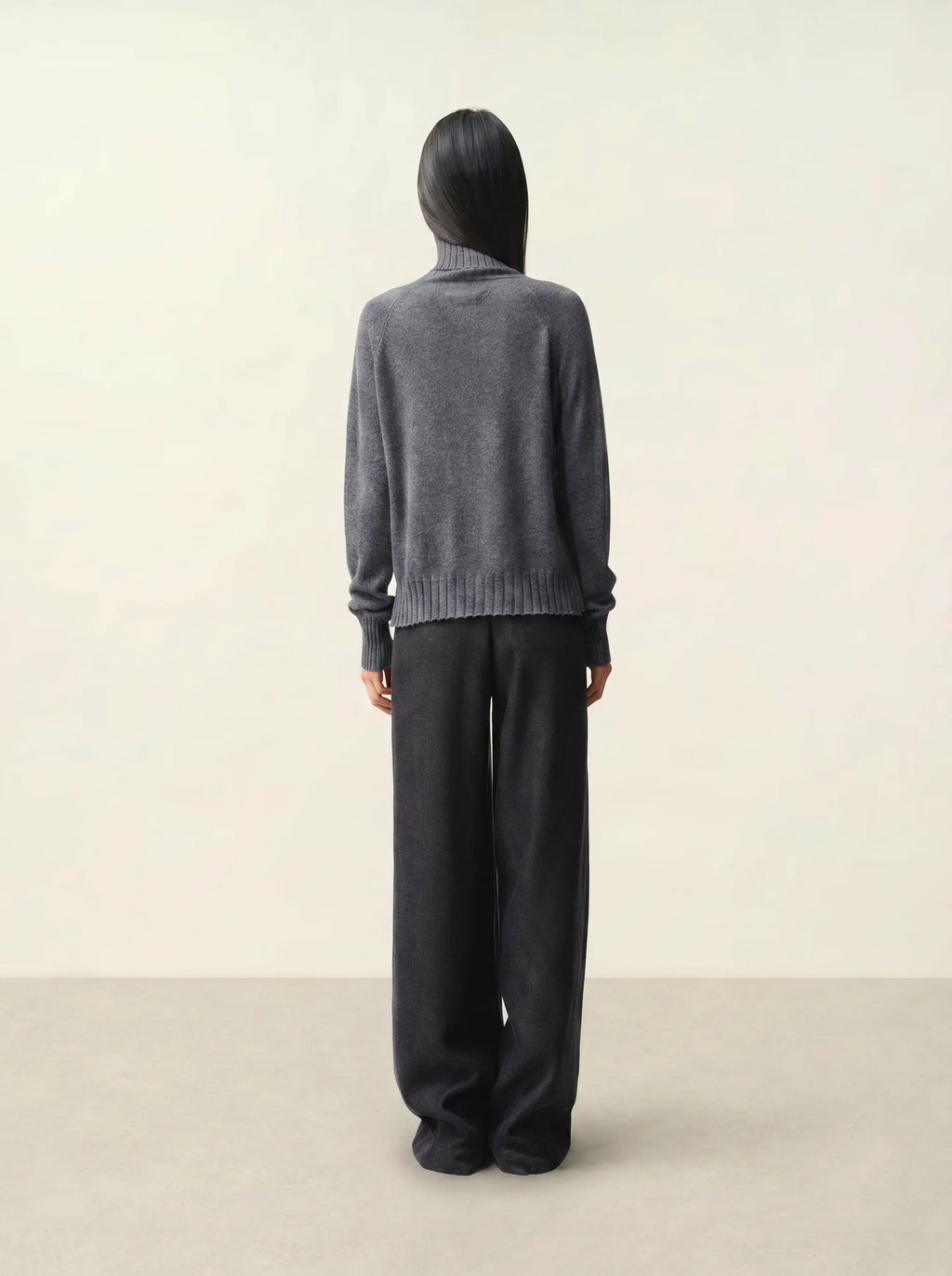 CASSY pull col roulé anthracite chiné