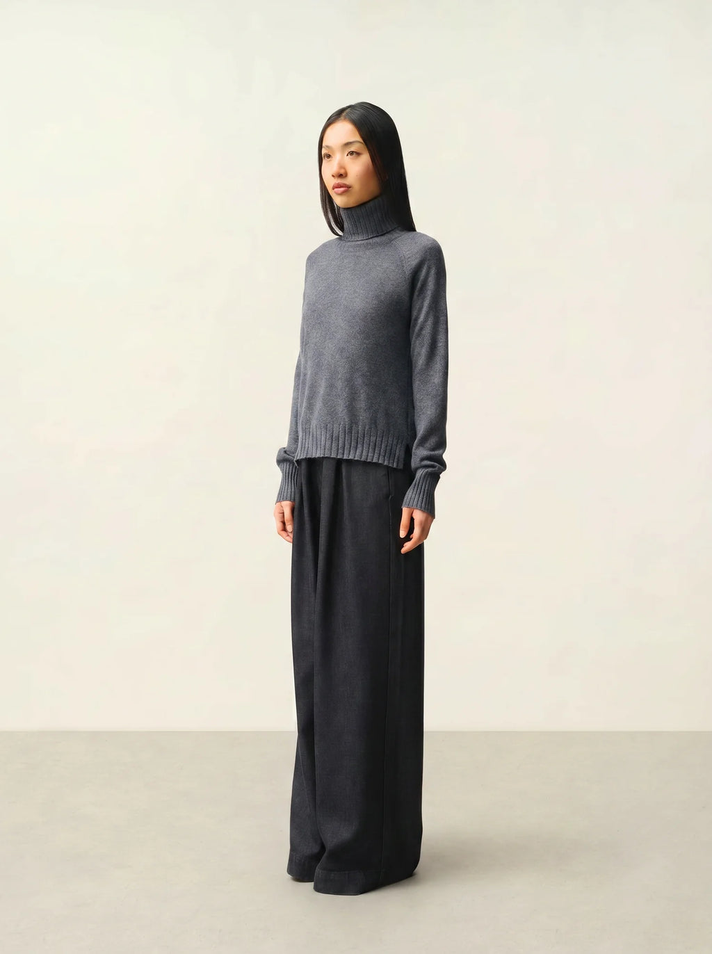CASSY pull col roulé anthracite chiné