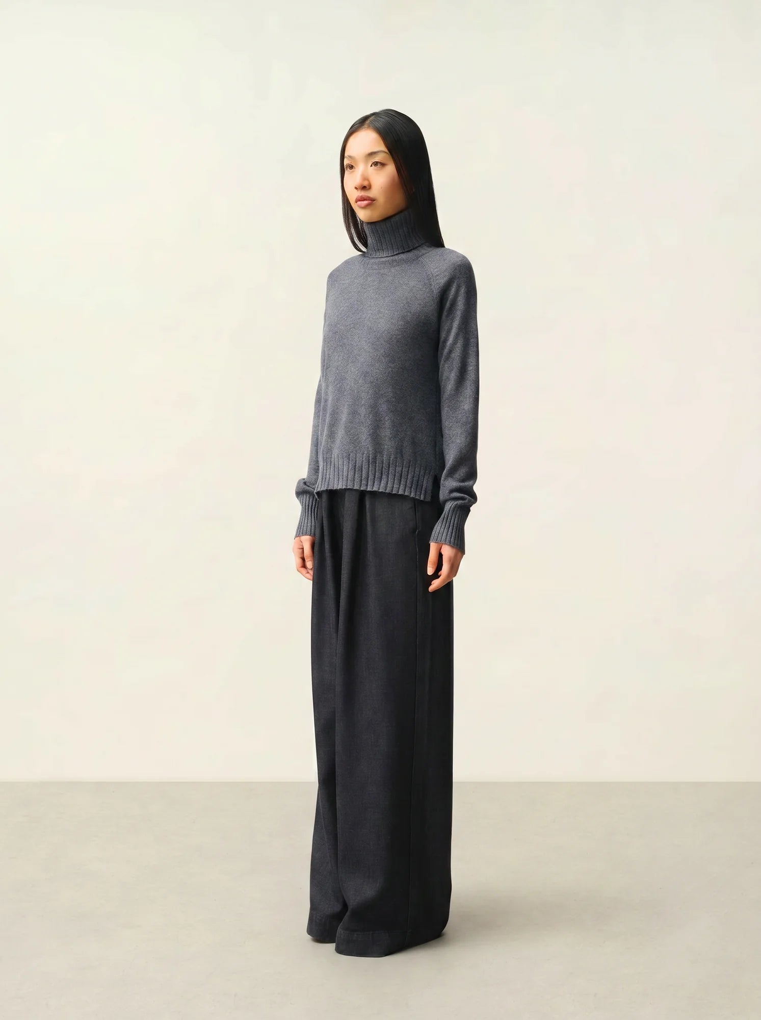 CASSY pull col roulé anthracite chiné