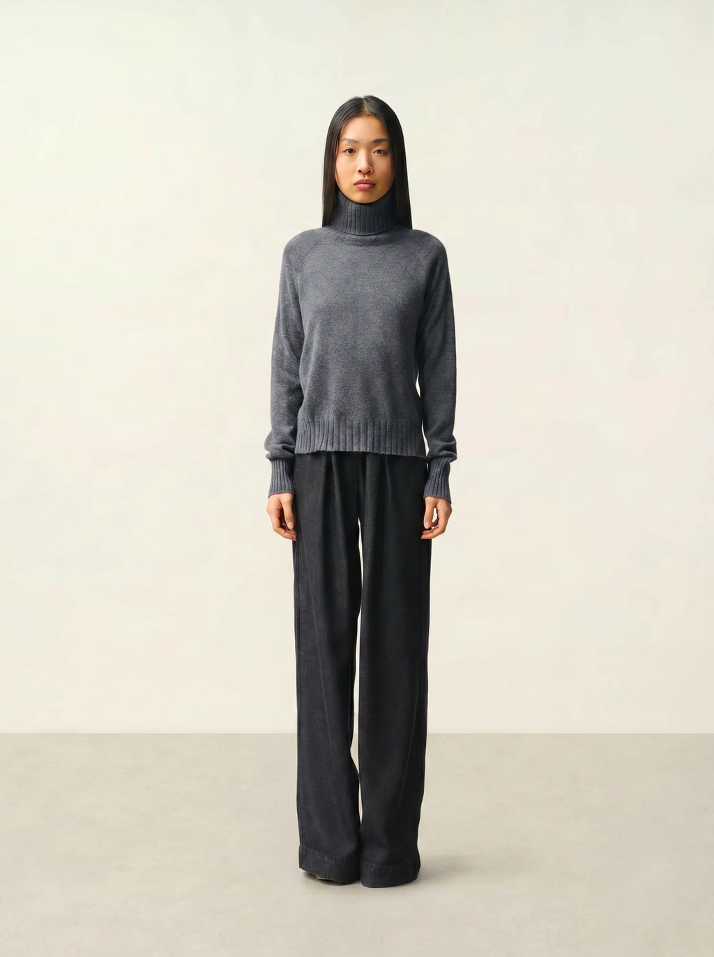 CASSY pull col roulé anthracite chiné