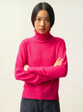 CASSY pull col roulé fuchsia