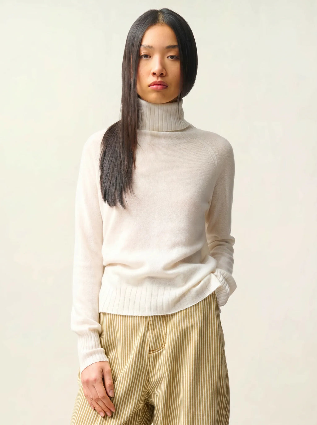 CASSY pull col roulé ivoire