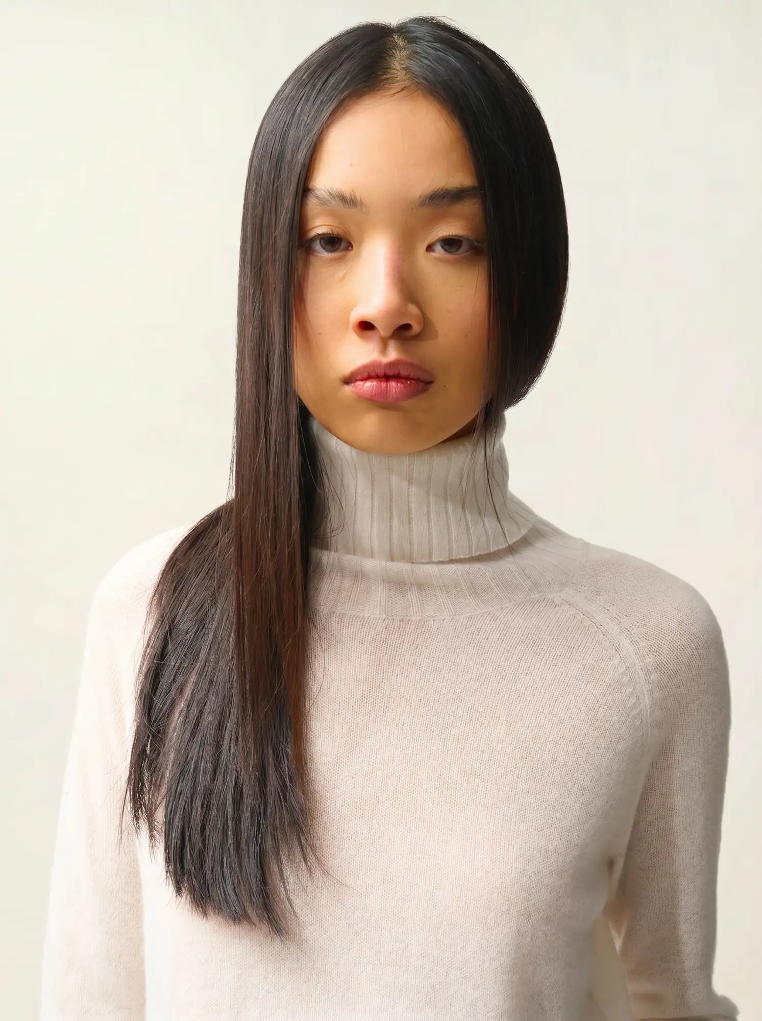 CASSY pull col roulé ivoire