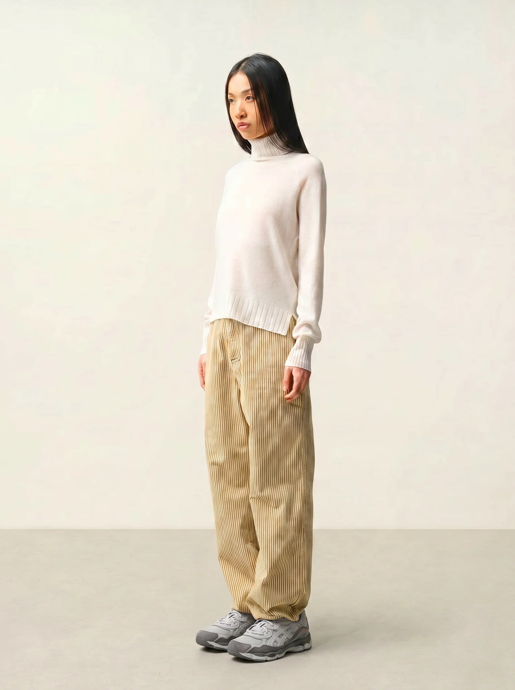 CASSY pull col roulé ivoire