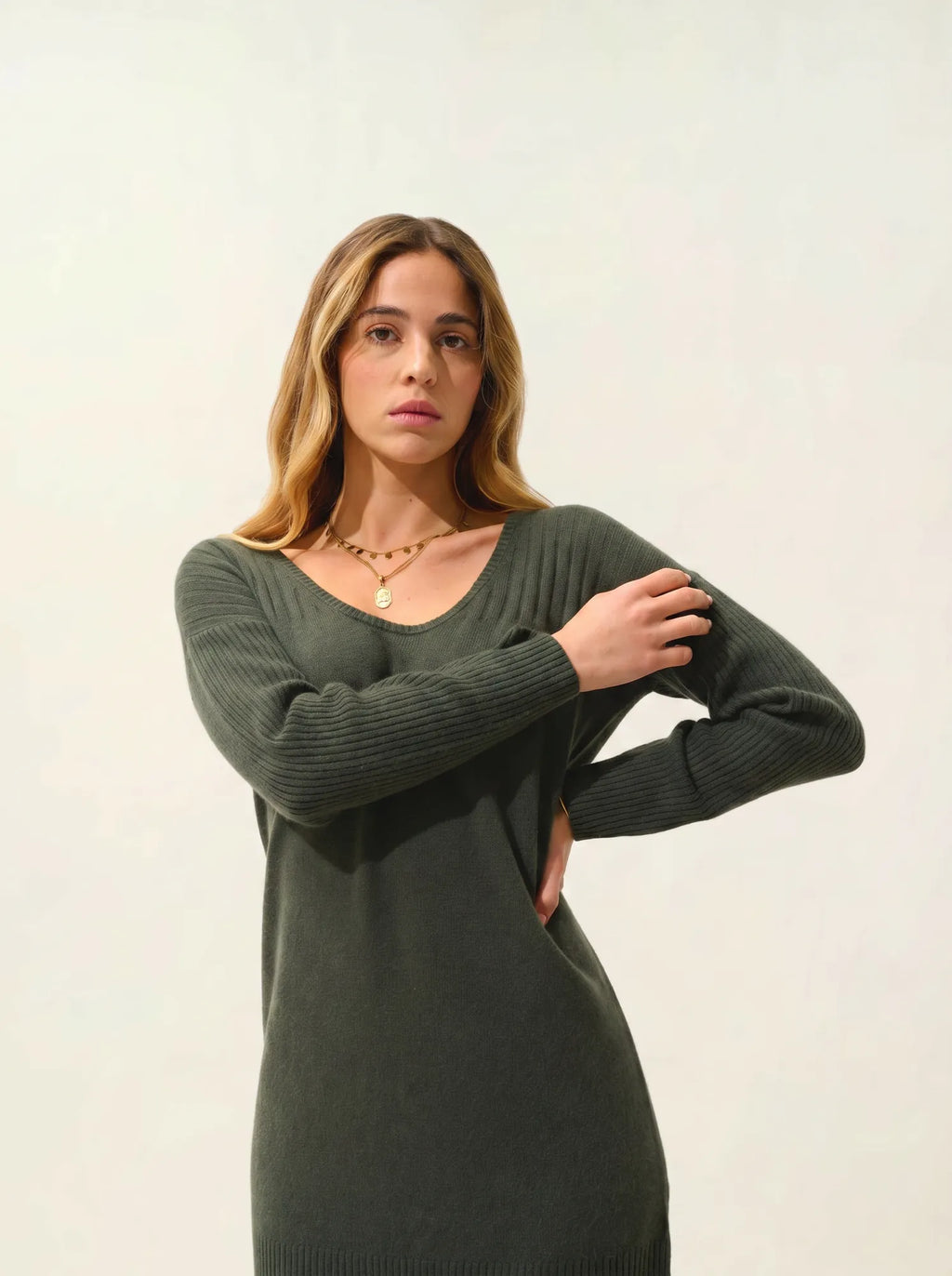 DANA kleid u-ausschnitt khaki