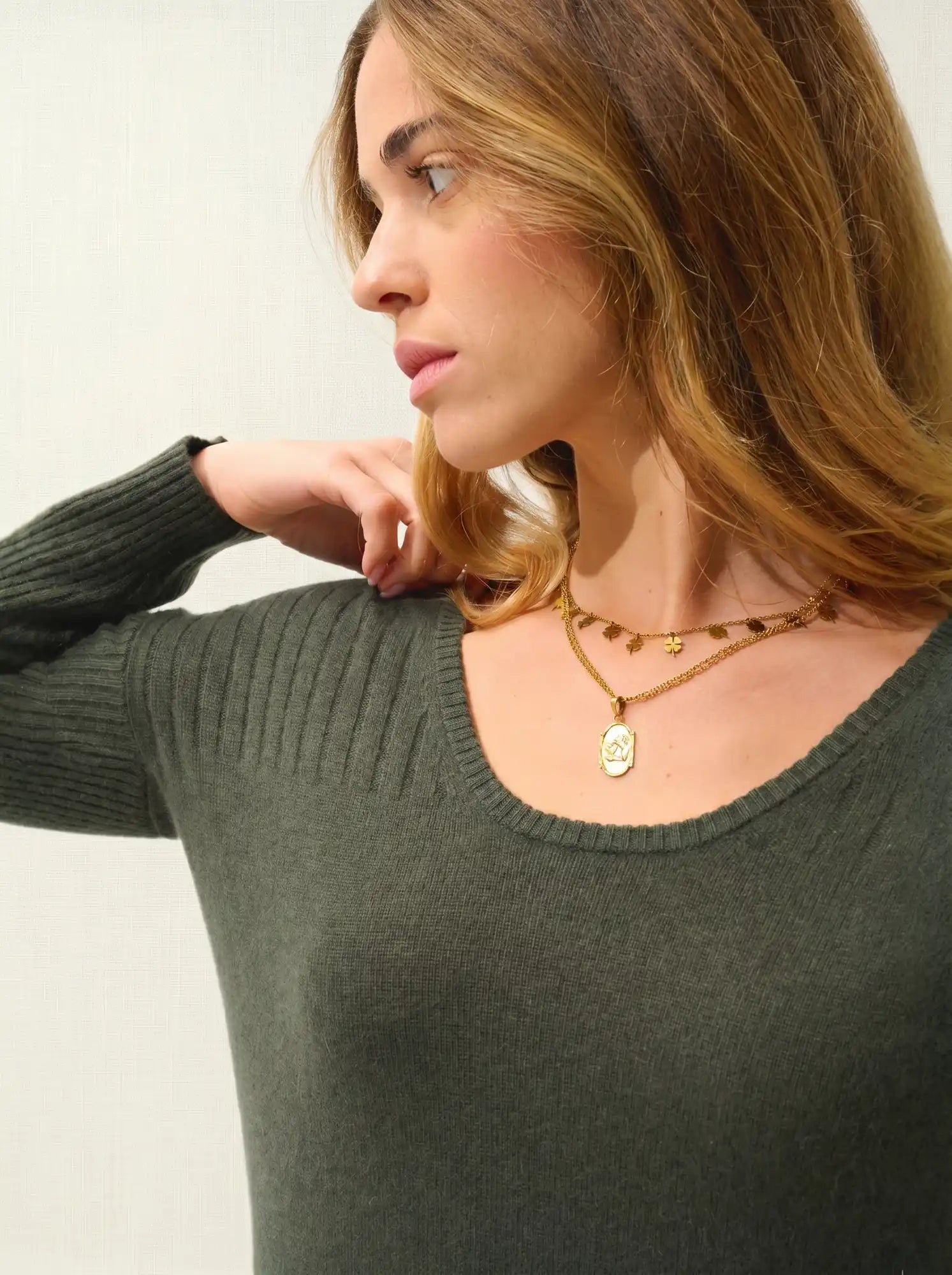 DANA kleid u-ausschnitt khaki