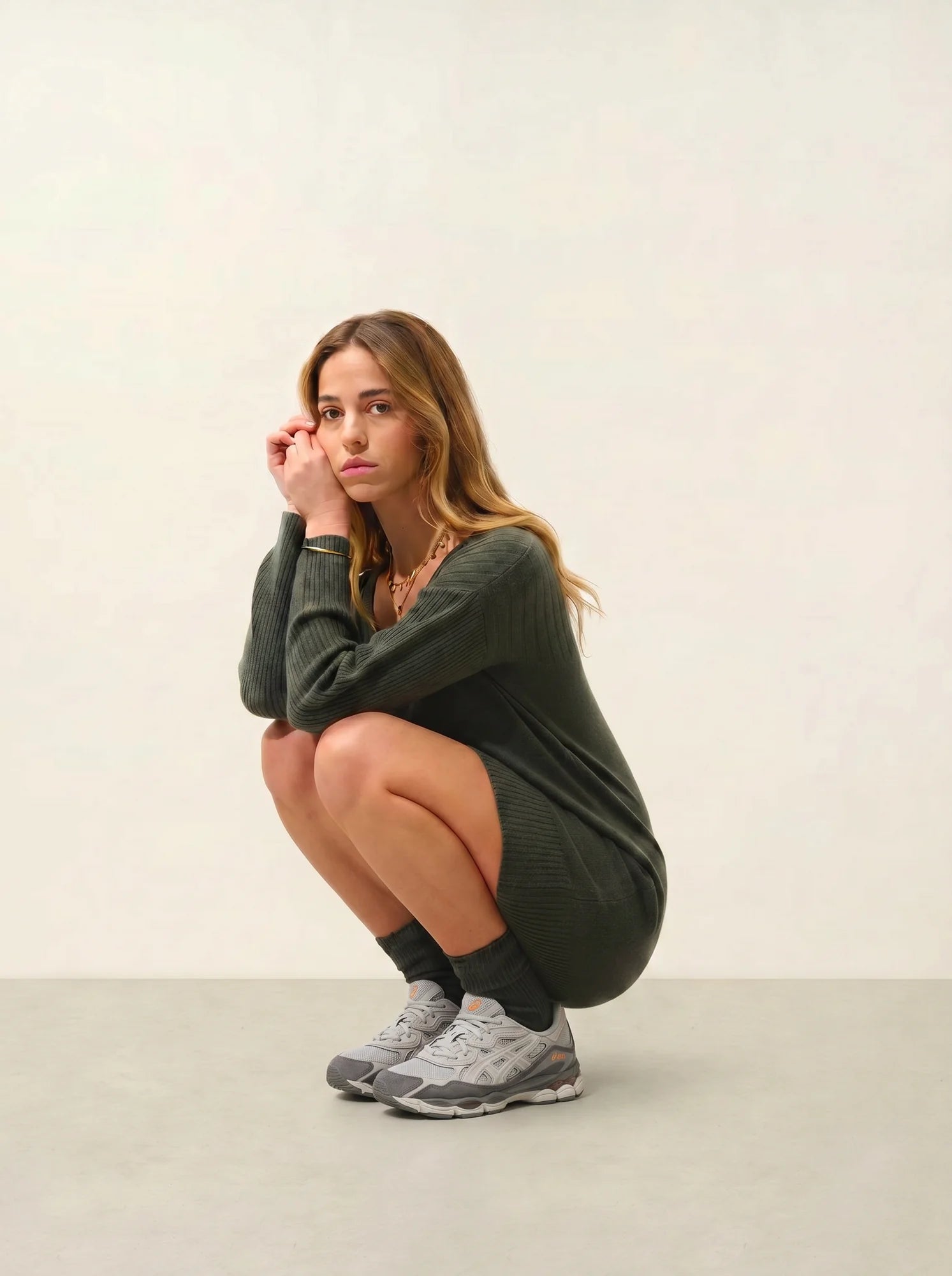 DANA kleid u-ausschnitt khaki