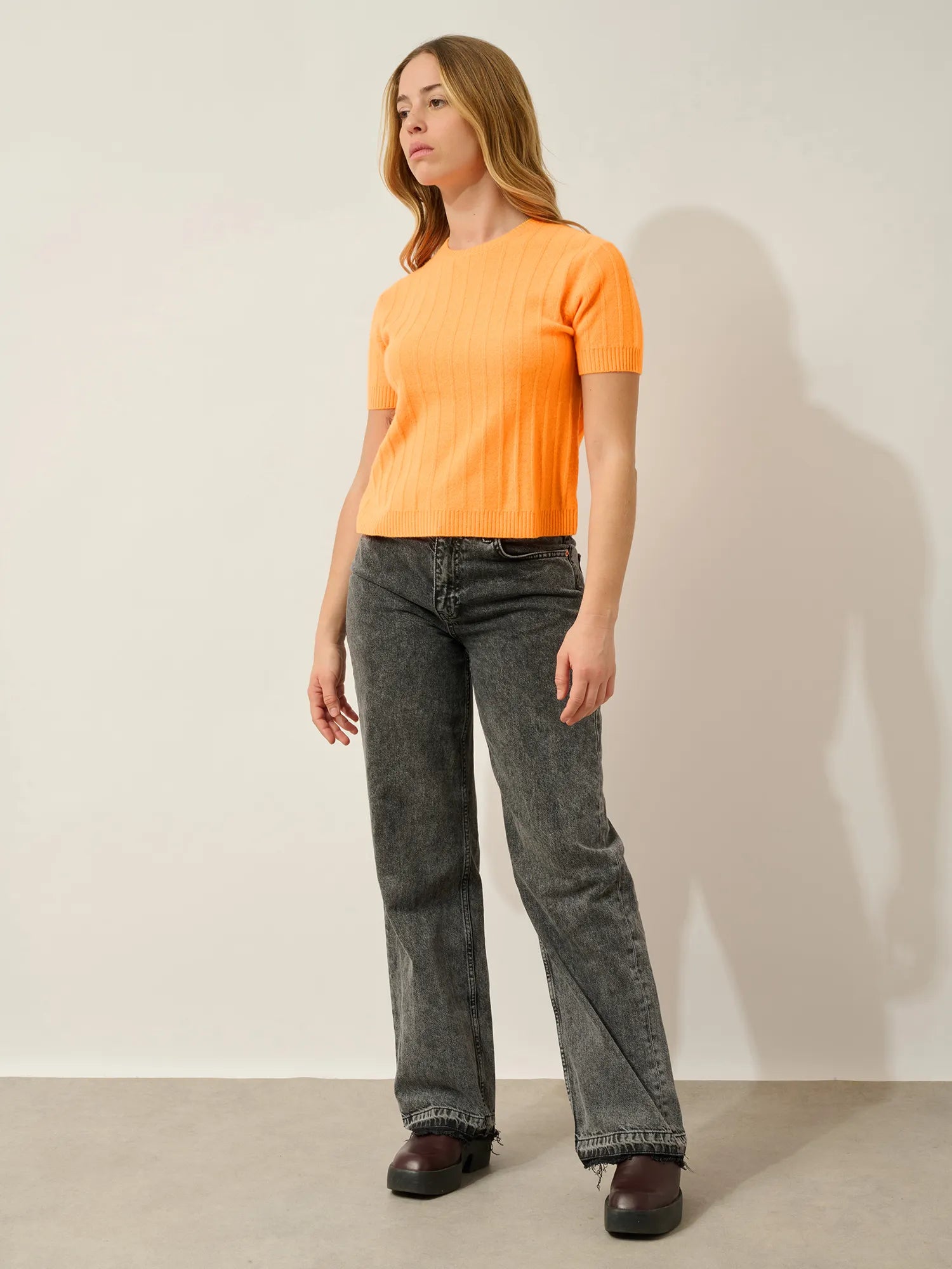 ELIRA t-shirt col rond mandarine fluo