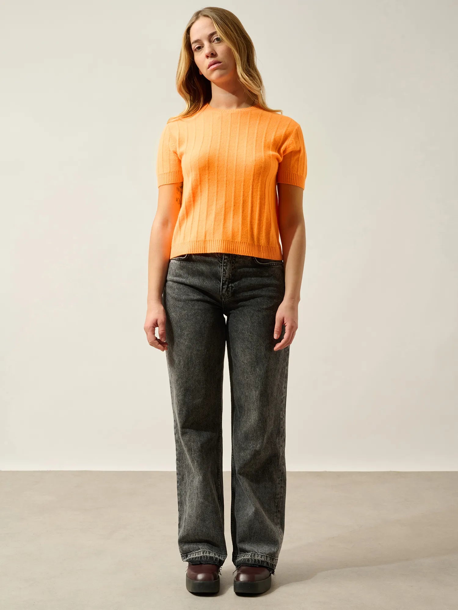 ELIRA t-shirt col rond mandarine fluo
