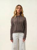 ELOWEN pull capuche taupe chiné
