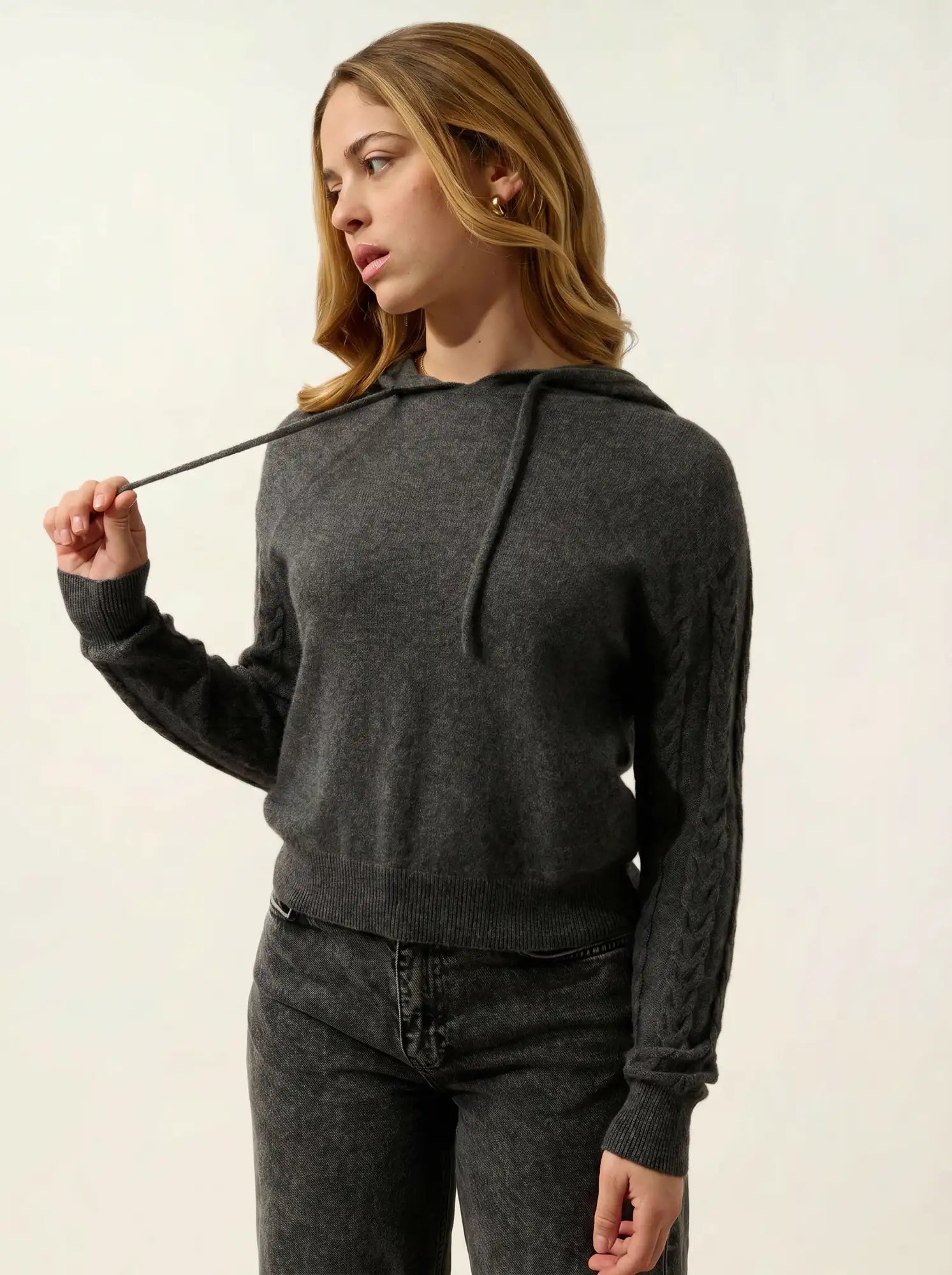 SVALINNA pull capuche anthracite chiné