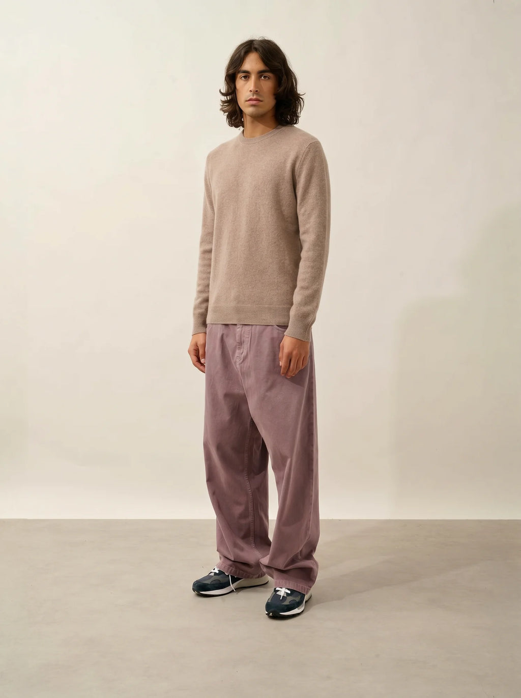 LUFFY pull col rond camel chiné