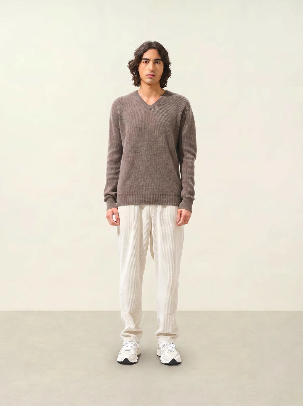 JARDON sweater v-neck heather taupe