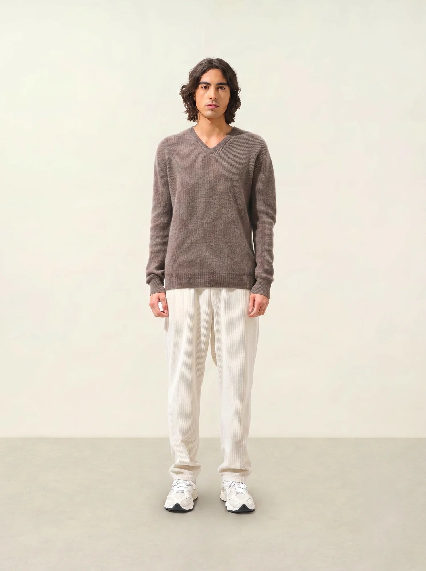 JARDON sweater v-neck heather taupe