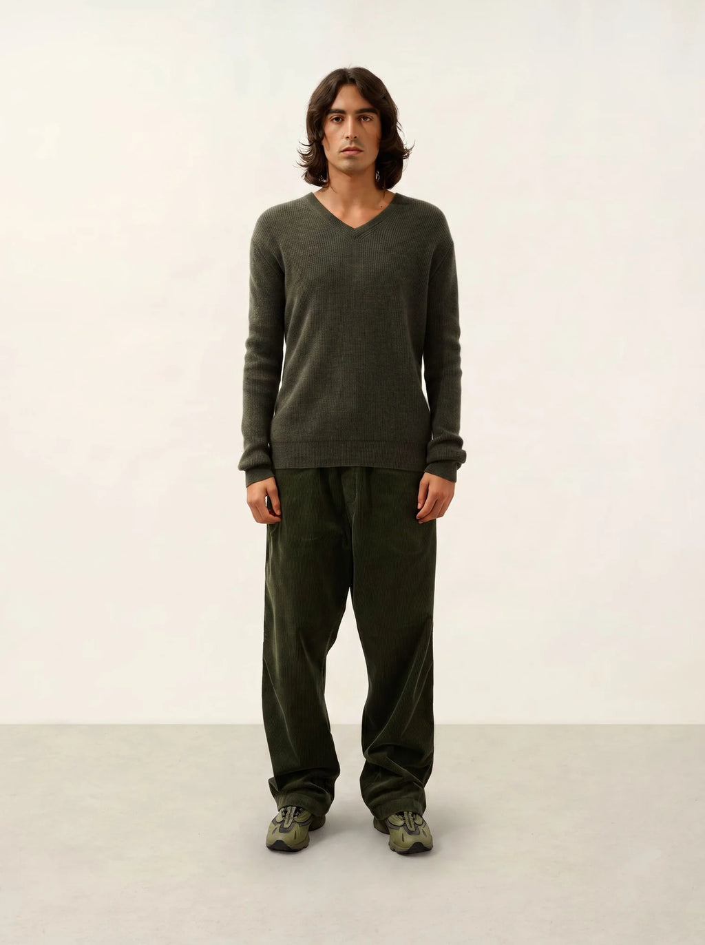 JARDON sweater v-neck heather khaki