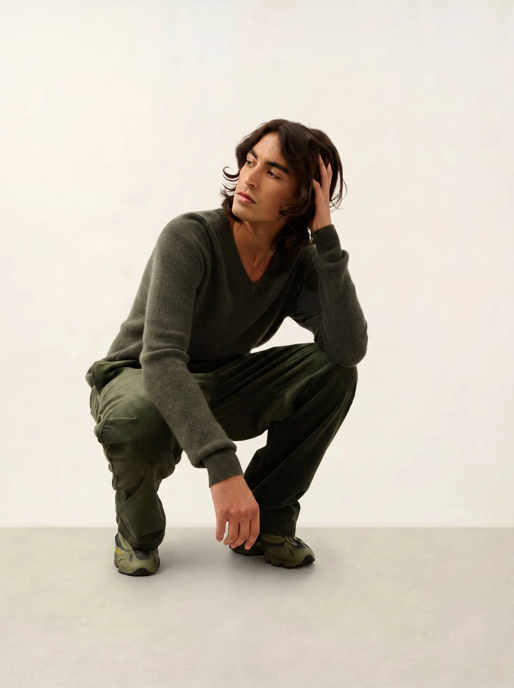 JARDON sweater v-neck heather khaki