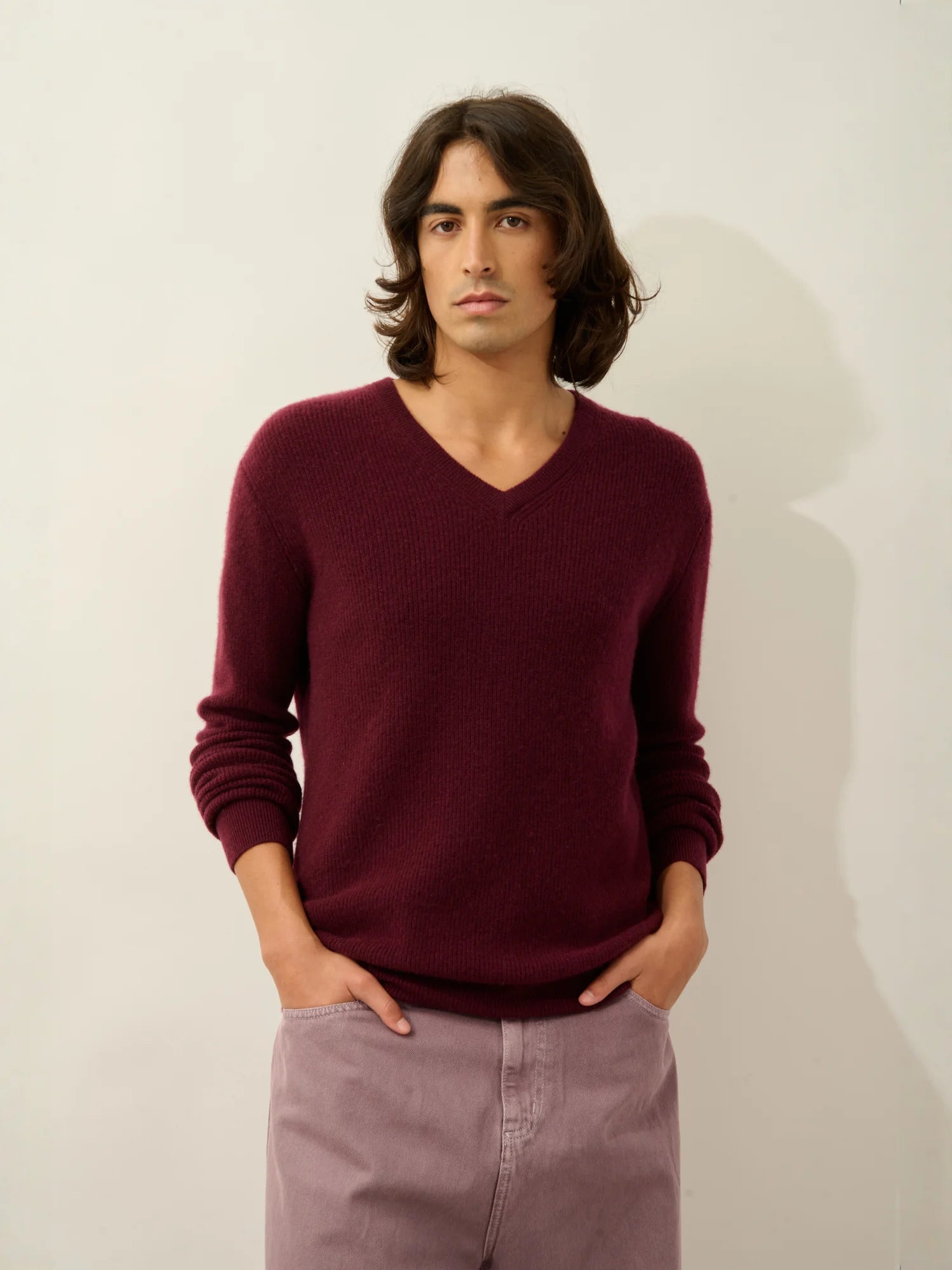 JARDON pullover v-ausschnitt brombeere