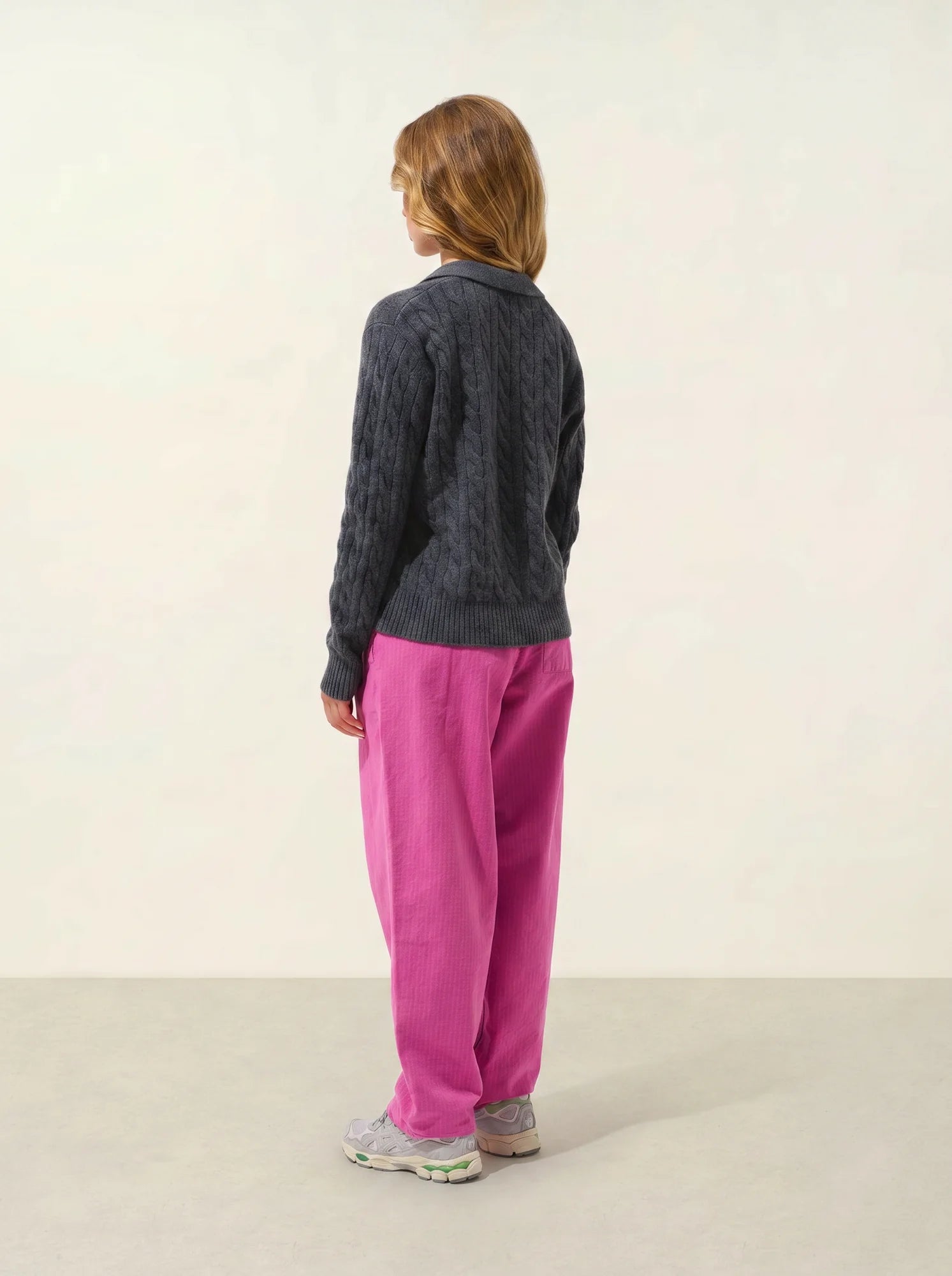 ELYSANDRA Pullover Polokragen offen 4-fädig Anthrazit meliert