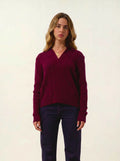 ELYSANDRA Pullover Polokragen offen 4-fädig Bordeaux