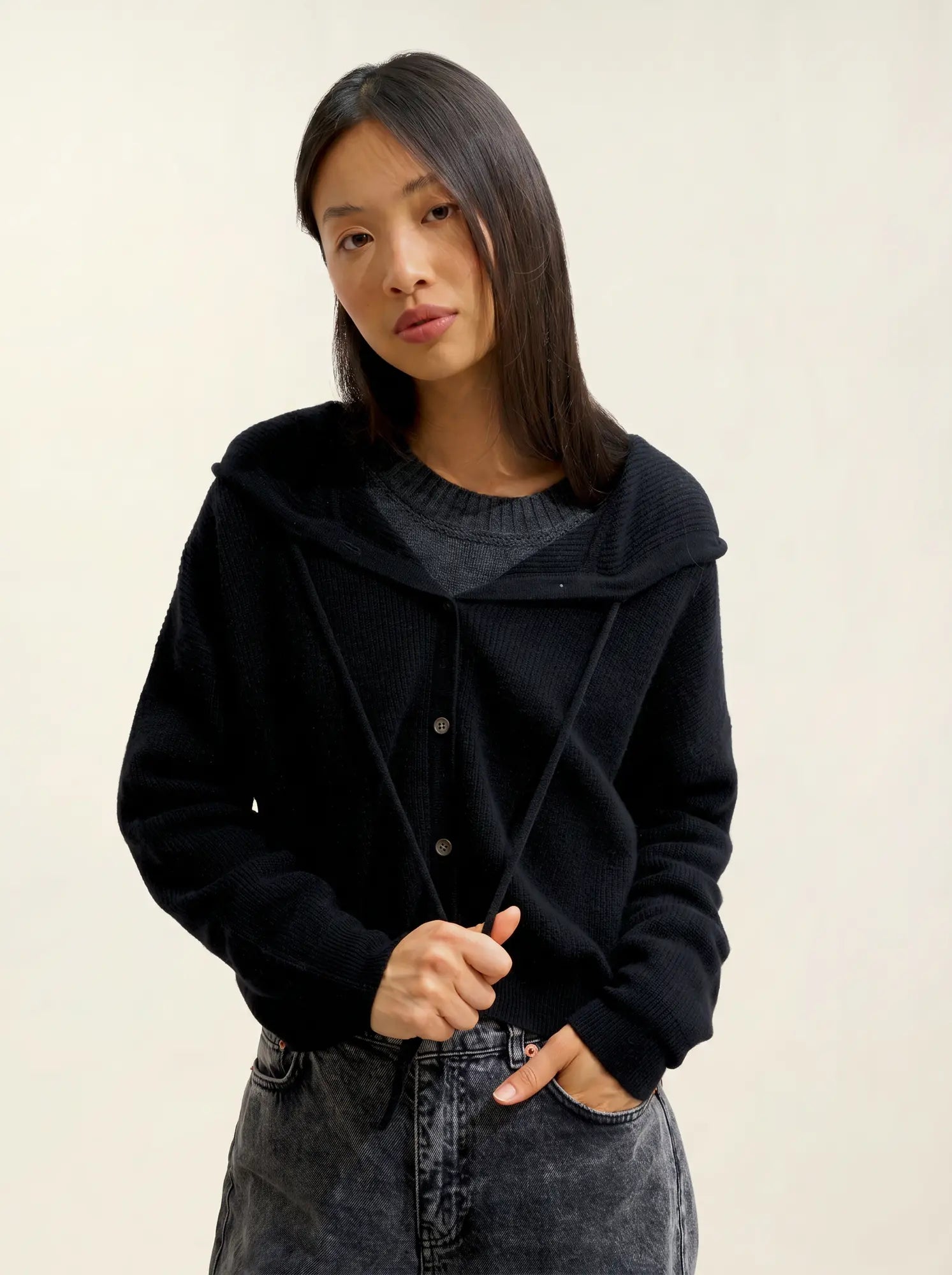 ELARA cardigan capuche noir