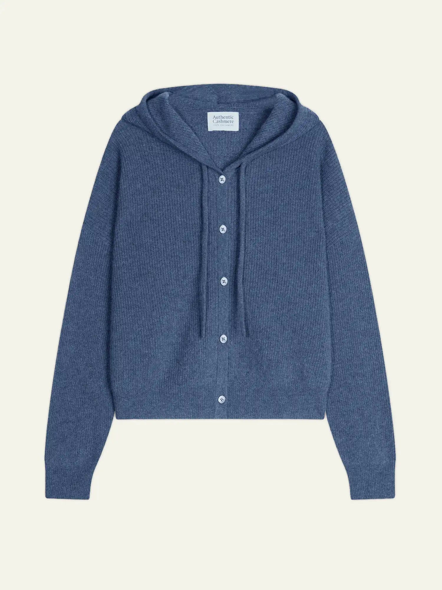 ELARA cardigan capuche bleu denim